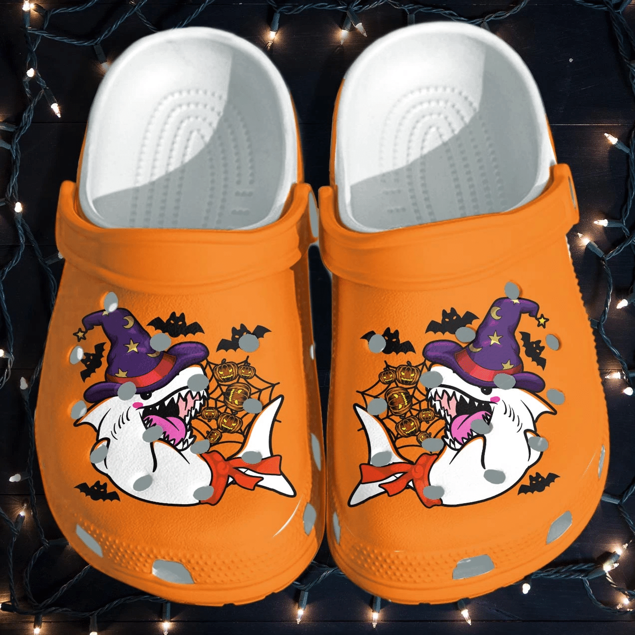 Angry Shark Witch Shoes Clog – Happy Halloween Crocs Crocband Clog Birthday Gift For Man Women