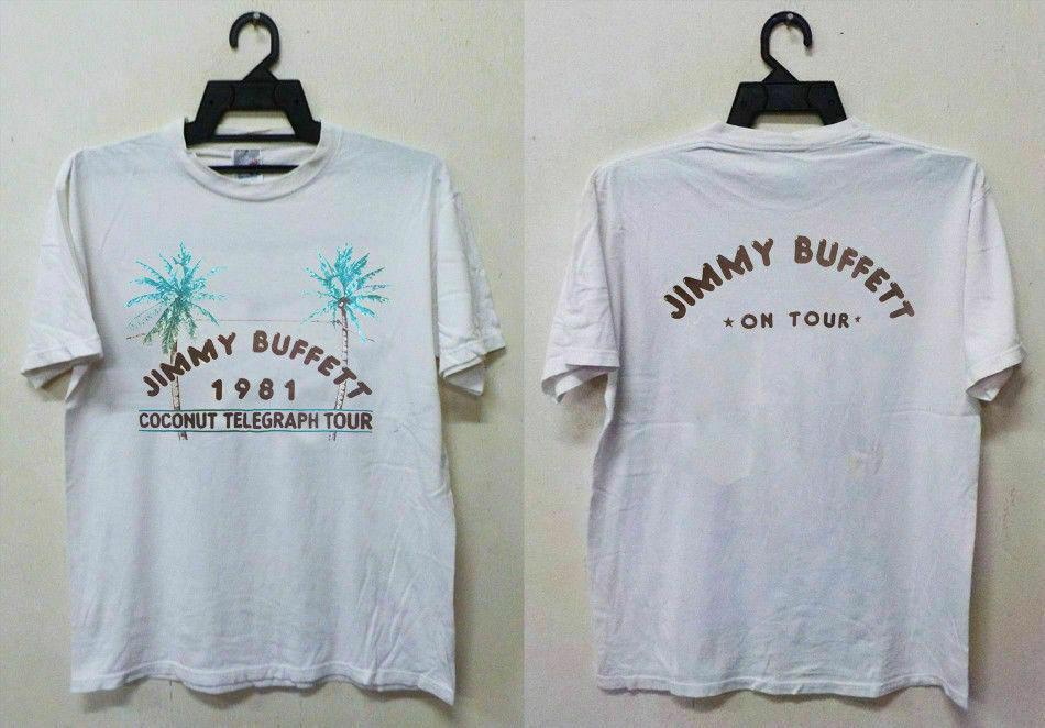 Vintage Jimmy Buffett Coconut Telegraph Concert Tour 1981 T Shirt Gildan Reprint