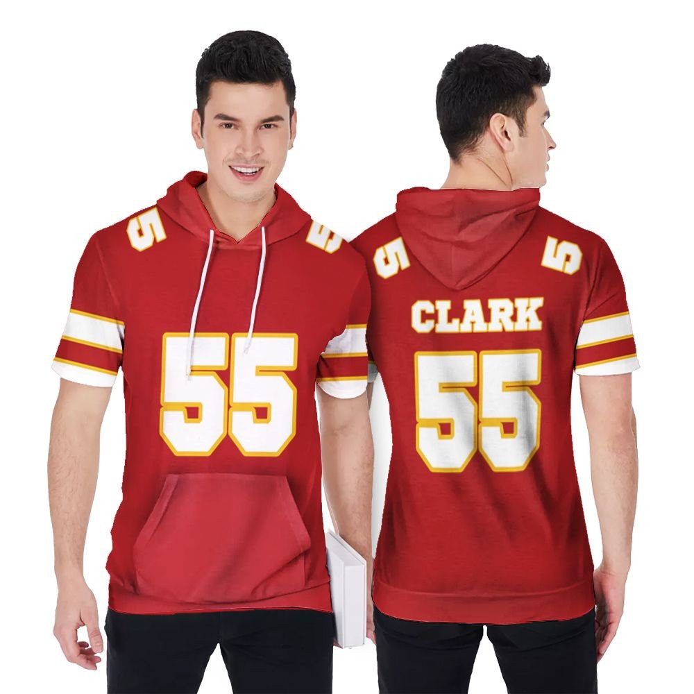 Kansas City Chiefs Frank Clark 55 Great Player Red Game Jersey Style Gift For Chiefs Fans Clark Lovers Short Sleeve Hoodie