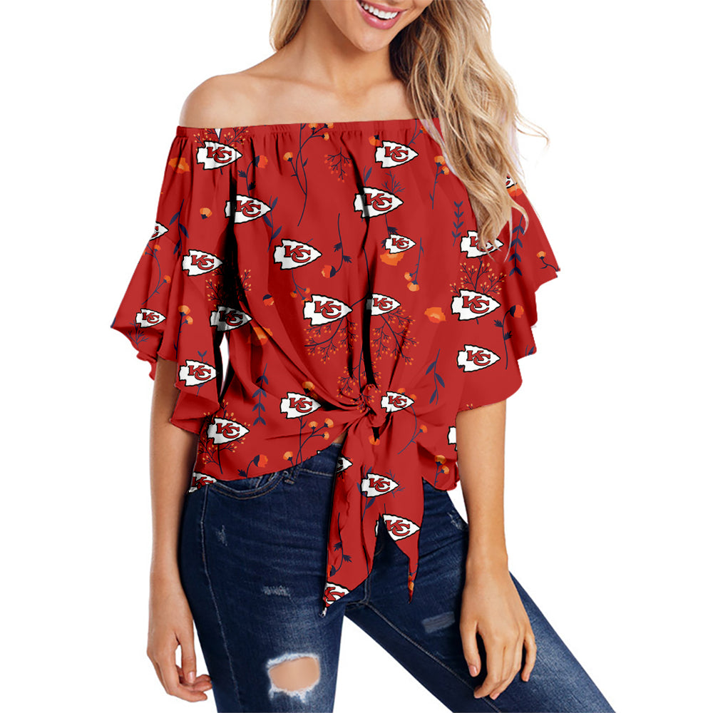 Kansas City Chiefs Women Summer Leaves Strapless Shirt