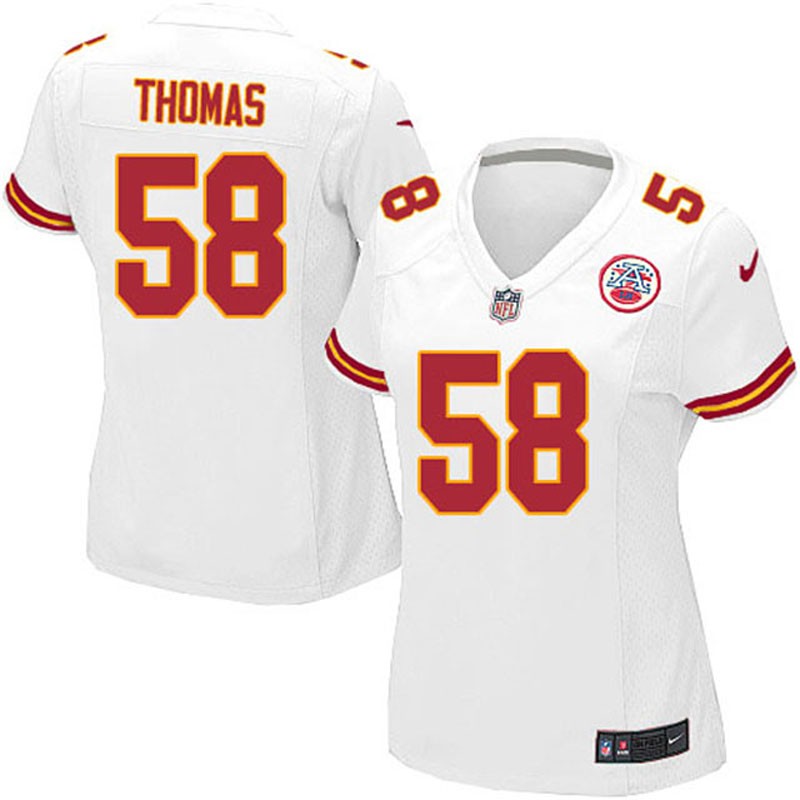 Women Derrick Thomas #58 Kansas City Chiefs White Away Limited Jersey