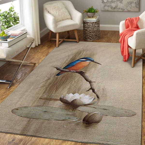 Bird & Flower Area Rug, Animal Print Floor Decor 1910162