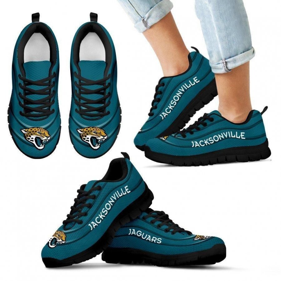 Wave Red Floating Pattern Jacksonville Jaguars Sneakers #438