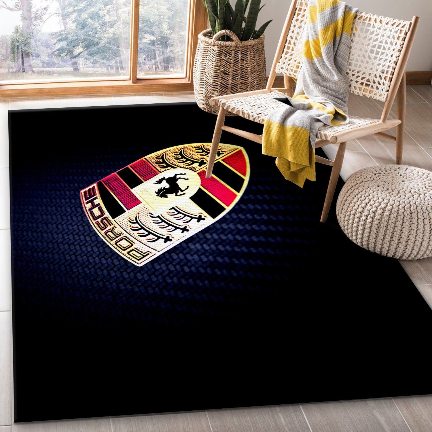 Porsche Logo Ver7 Area Rug Bedroom Rug Floor Decor Home Decor Area Rug For Living Room Bedroom Rug Home Decor