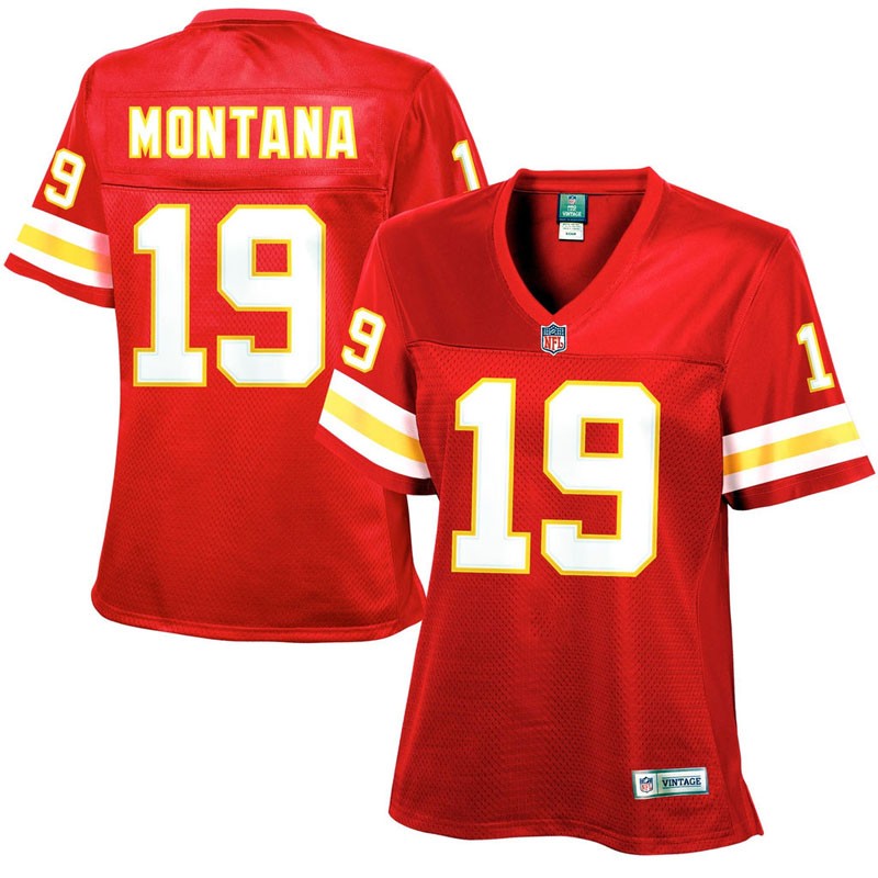 Women Joe Montana #19 Kansas City Chiefs Red Retired Player Jersey