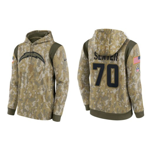 Rashawn Slater Los Angeles Chargers Camo 2021 Salute To Service Veterans Day Therma Pullover Hoodie