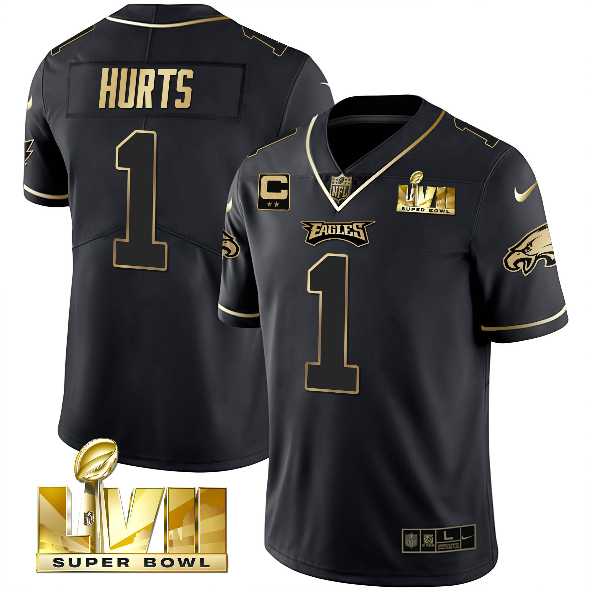 Youth’S Eagles Super Bowl Vapor Gold Jersey – All Stitched