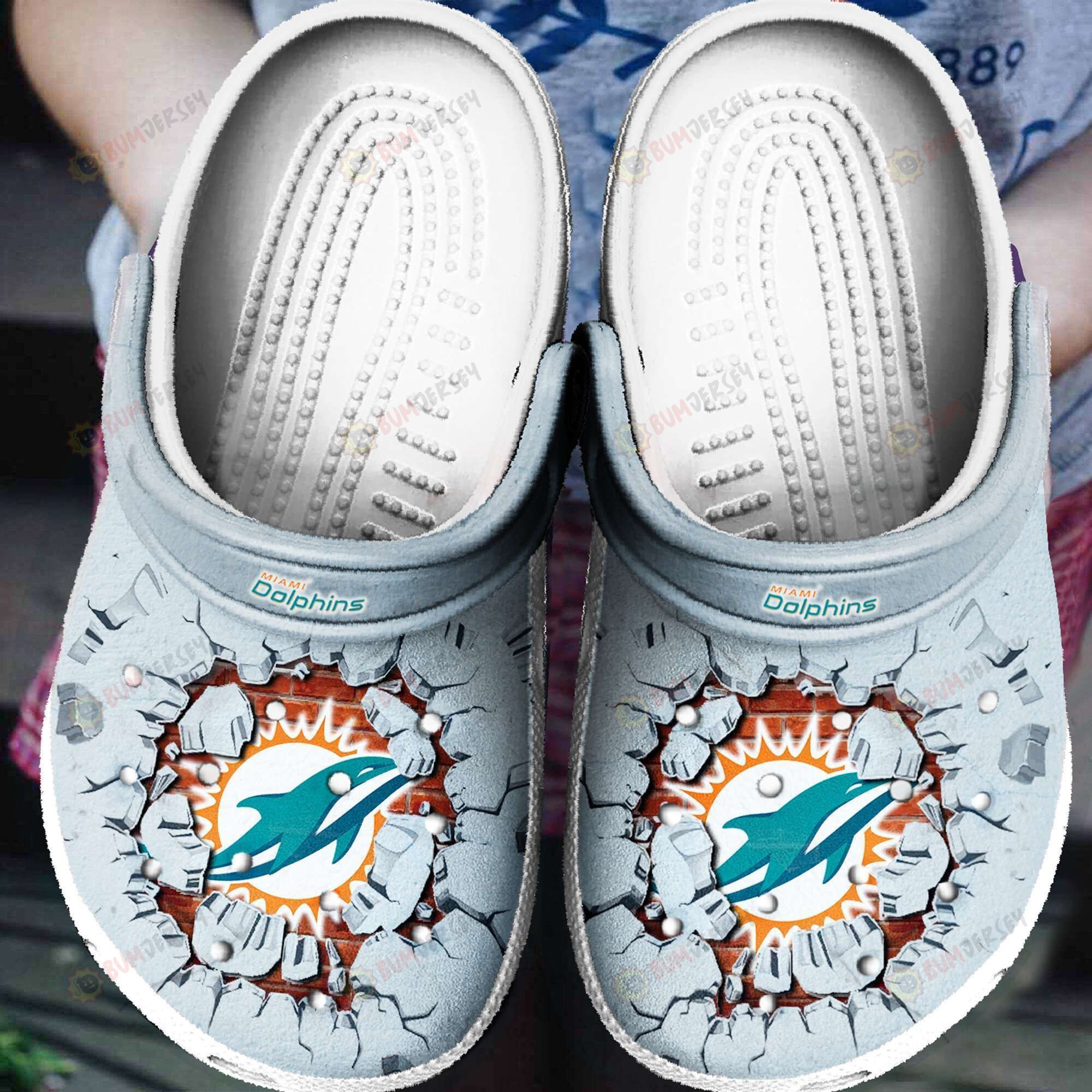 Miami Dolphins Logo Pattern Crocss Classic Clogs Shoes In Light Blue – Aop Clog