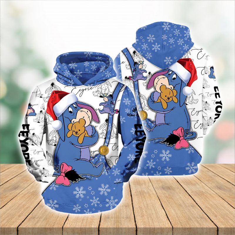 Winnie The Pooh Cartoon Fall Christmas Eeyore Hoodie All Over Printed 3D Unisex Men Women