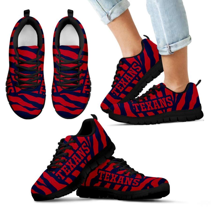 Tiger Skin Stripes Pattern Print Houston Texans Sneakers