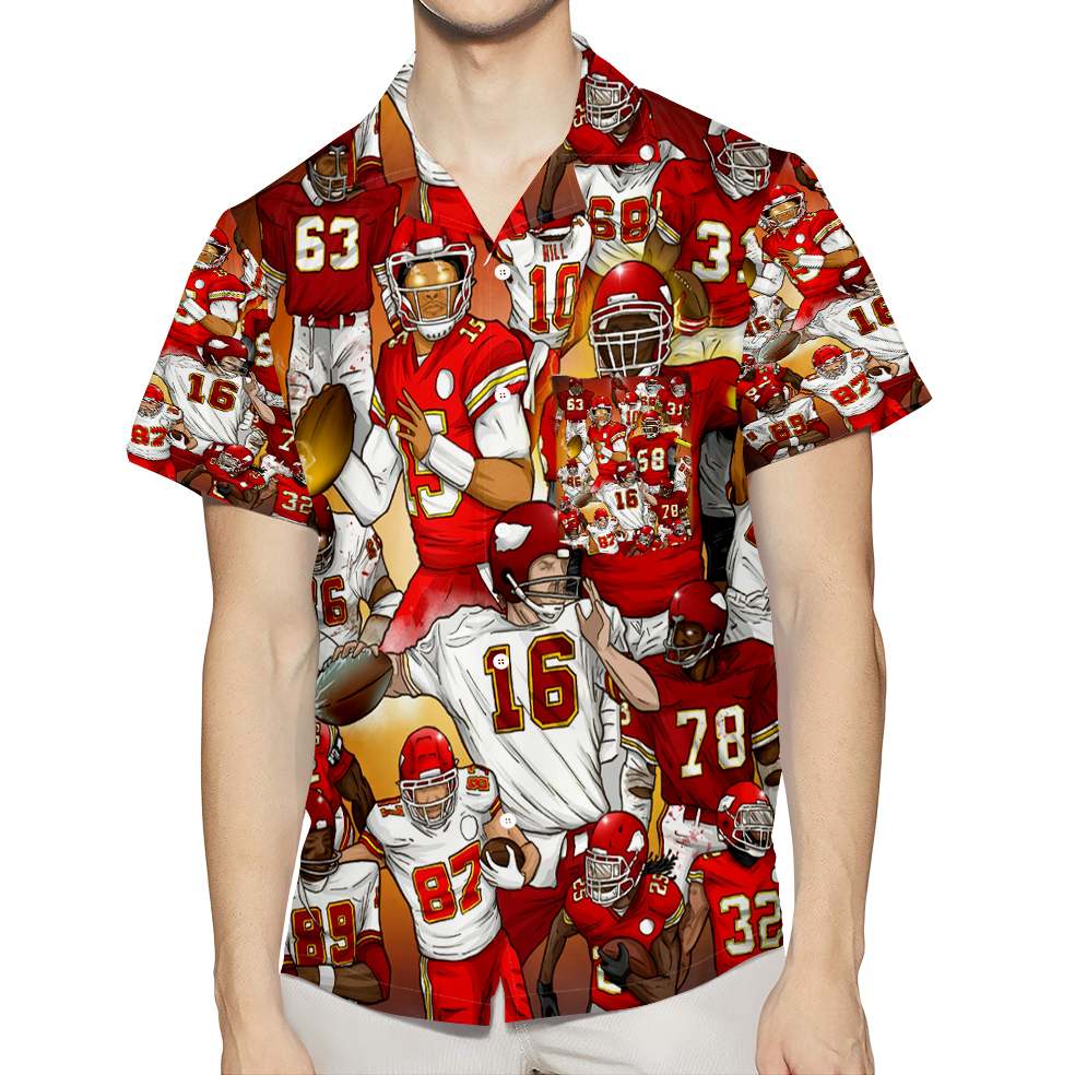 Kansas City Chiefs Team V12 3D All Over Print Summer Beach Hawaiian Shirt With Pocket