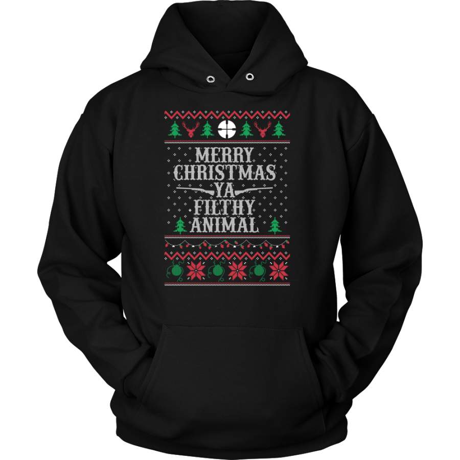 Christmas Hoodie – Merry Christmas Ya Filthy Animal – Unisex Hoodie T Shirt – TL01003HO