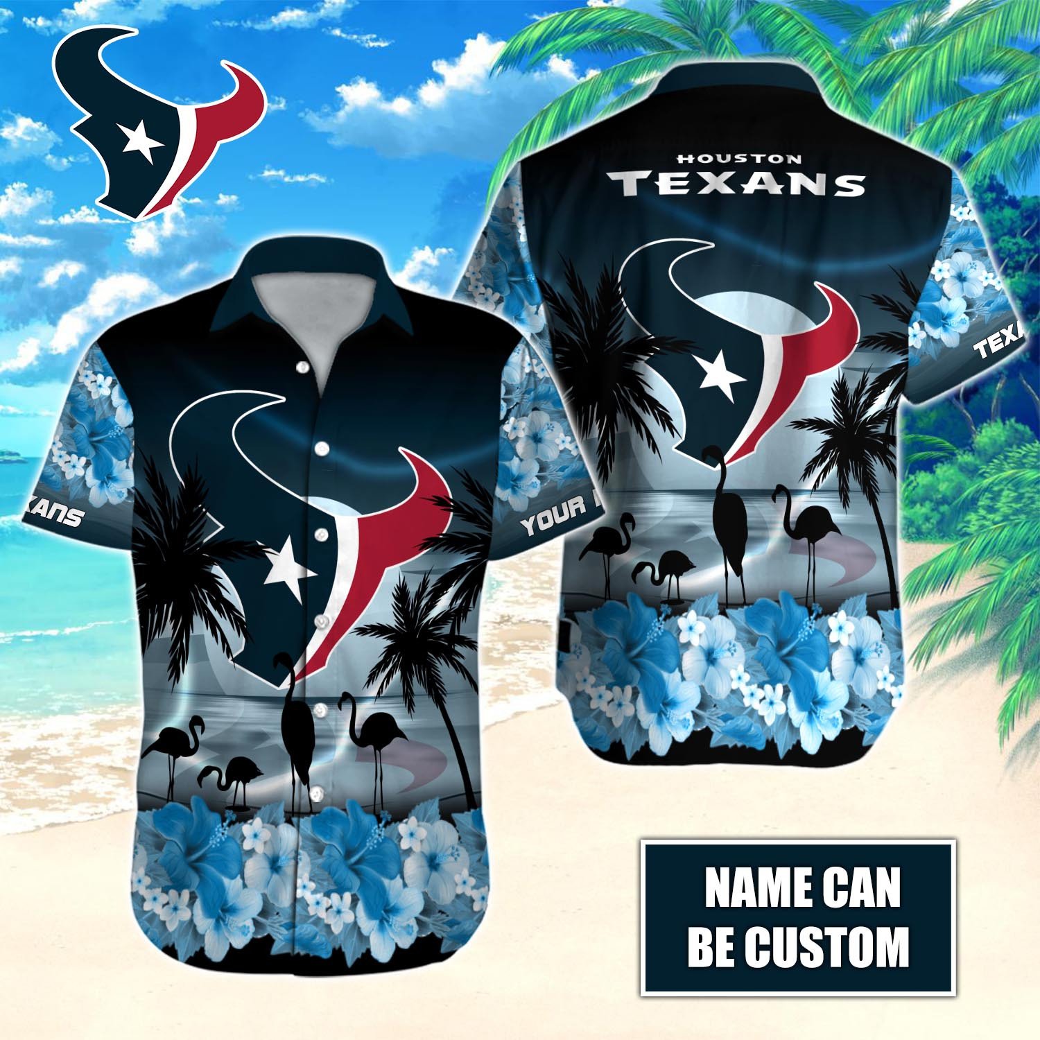 Houston Texans Custom Name Hawaiian Shirt T-40718 - Funnymugsandshirts Fashion