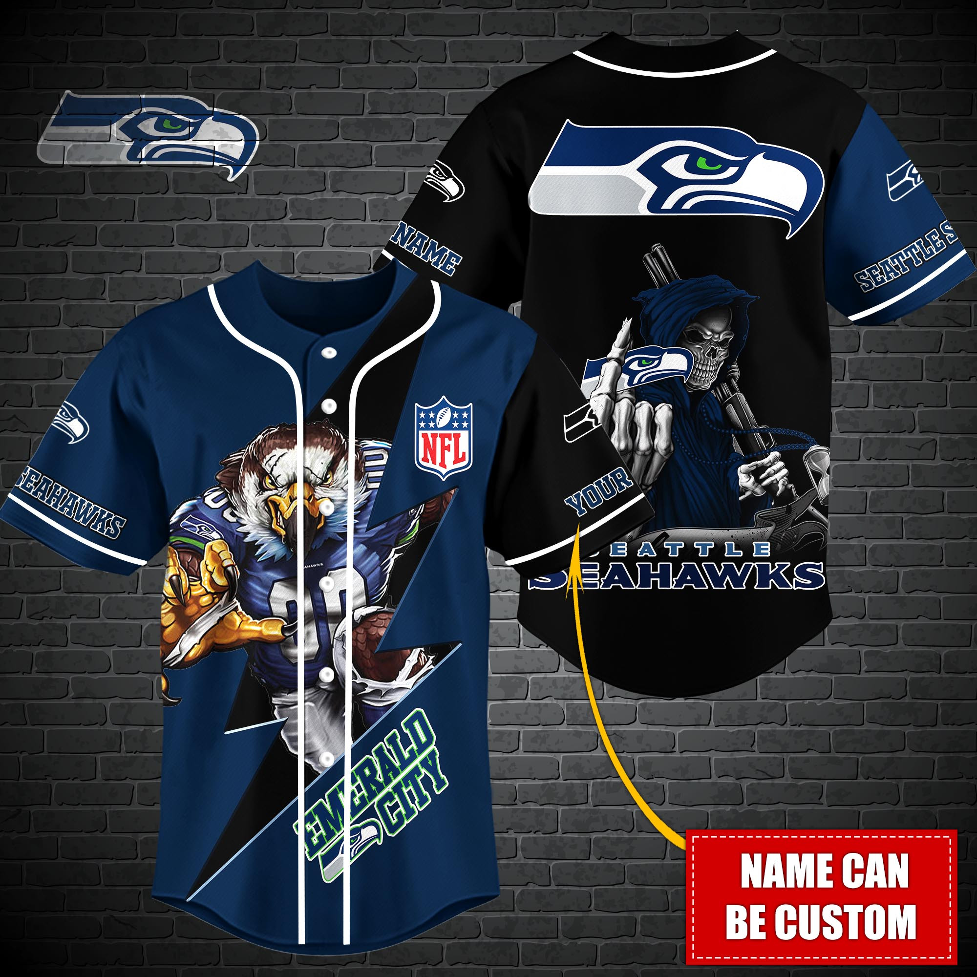 Seattle Seahawks Nfl-Baseball Shirt Custom T-44663