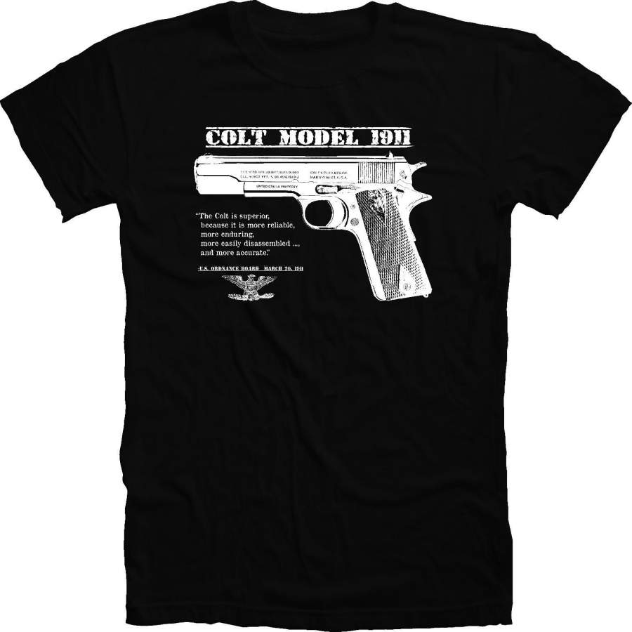 US Army Colt 45 1911 Pistol WWII / WWI Fashion Men Short Sleeve T Shirt