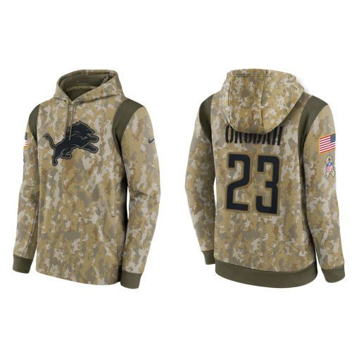 Jeff Okudah Detroit Lions Camo 2021 Salute To Service Veterans Day Therma Pullover Hoodie