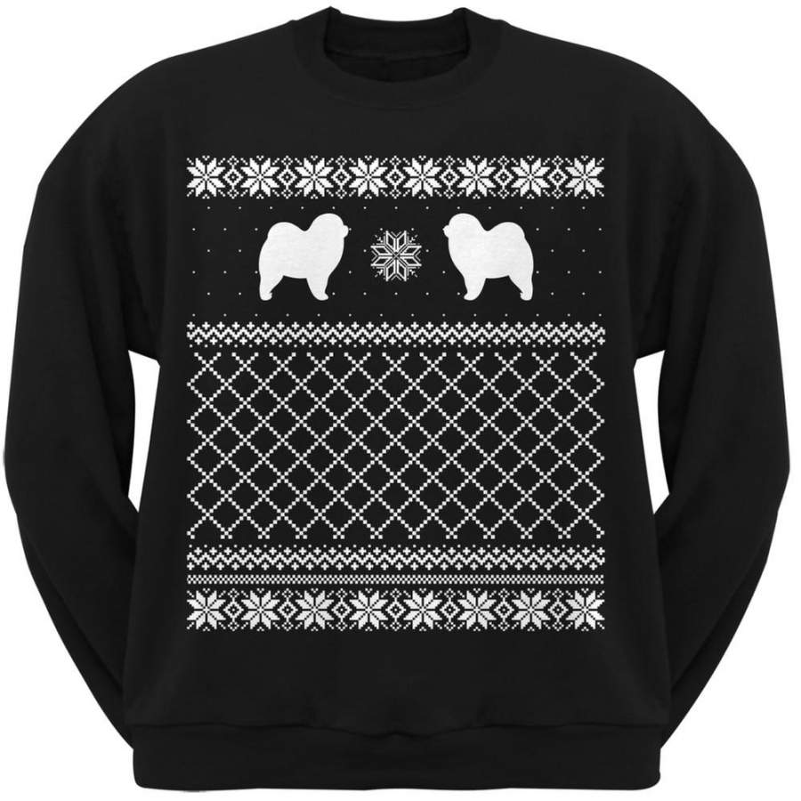 Chow Chow Black Adult Ugly Christmas Sweater Crew Neck Sweatshirt