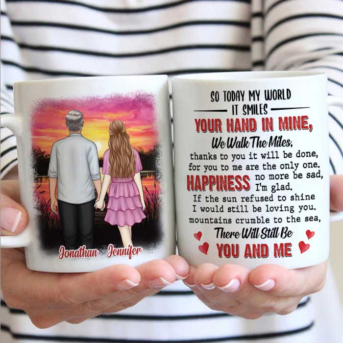 Your Hand In Mine We Walk The Miles – Gift For Couples, Personalized Mug
