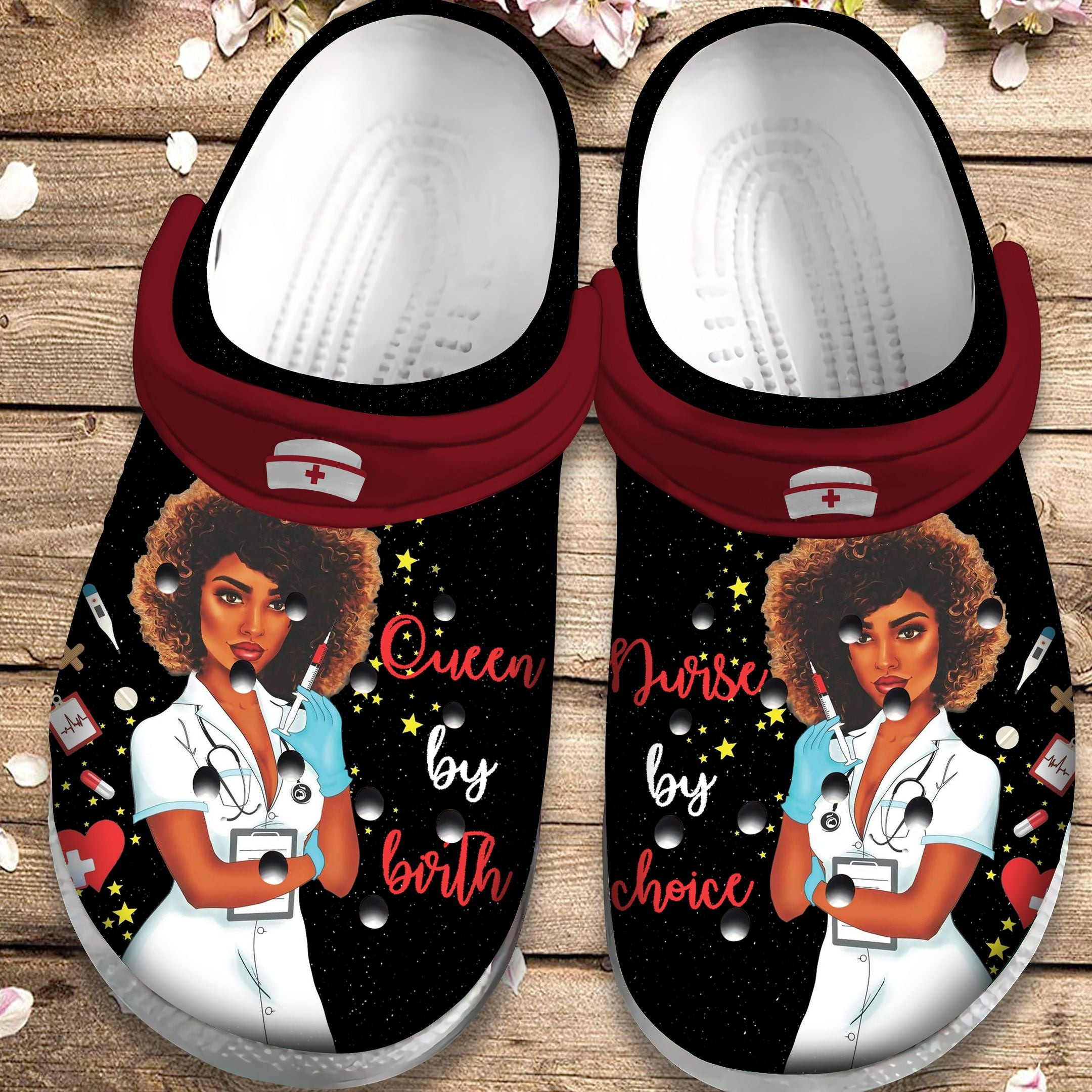 Queen By Birth Custom Crocs Shoes Clogs – Nurse By Choice Outdoor Crocs Shoes Clogs Birthday Gift For Women Girl Friend