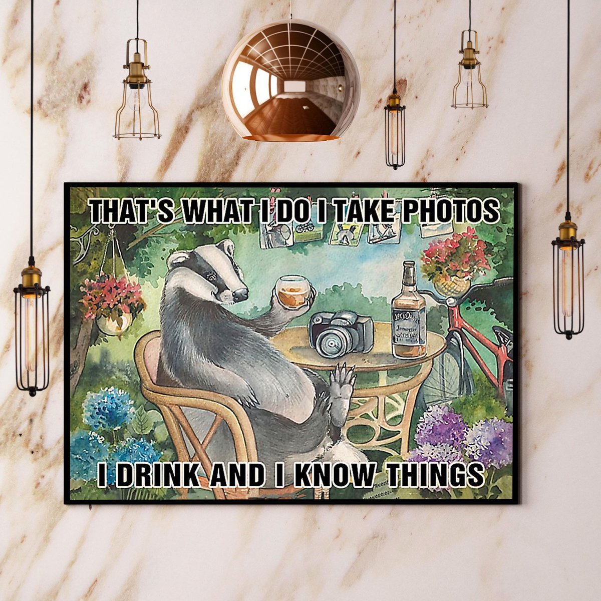 Photographer I Drink And I Know Things Animal Lovers Camera And Wine Vintage Lovers  Poster No Frame