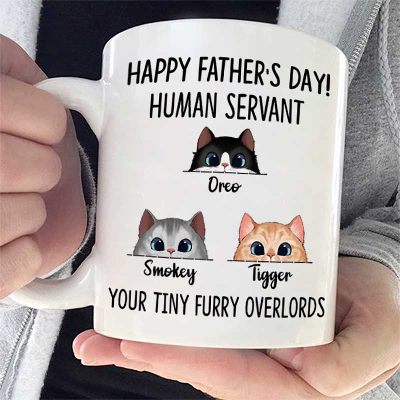 Your Tiny Furry Overlord Happy Father’s day – Gift for Dad, Funny Personalized Cat Dad Mug