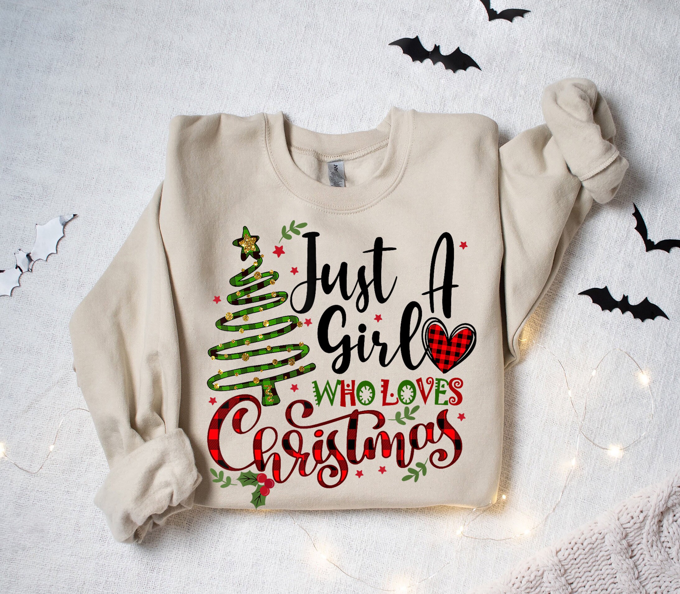 Christmas Sweatshirt, Just A Girl Who Loves Christmas Shirt, Christmas Party,Xmas Shirt,2023 Happy New Year,Cozy Winter Vibes,Christmas Gift