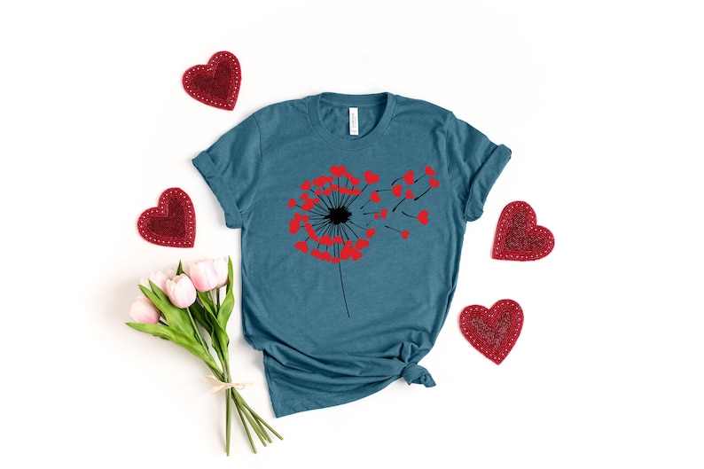 Heart Dandelion Shirt, Valentine’s Shirt, Lovers Shirt, LOVE Valentines Y’All Shirt, Cute Valentines Day Shirt, Heart, Happy Valentines