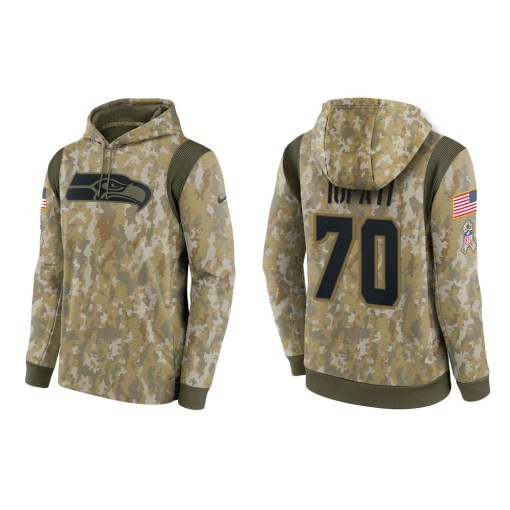 Mike Iupati Seattle Seahawks Camo 2021 Salute To Service Veterans Day Therma Pullover Hoodie