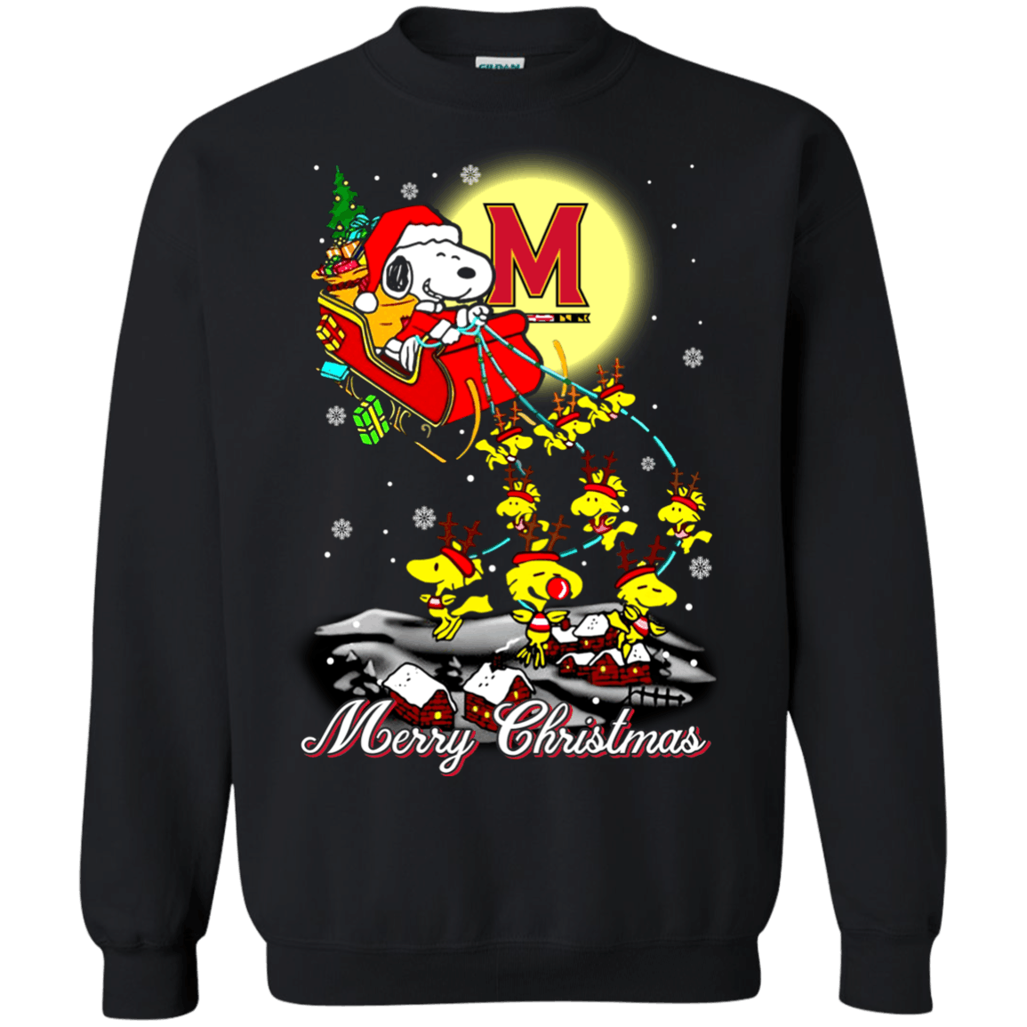 Fabulous Maryland Terrapins Snoopy Ugly Christmas Sweater 2023S Santa Claus With Sleigh Sweatshirts