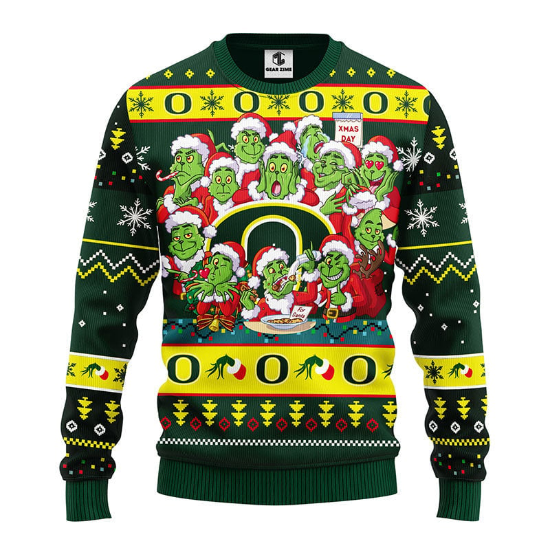 Oregon Ducks 12 Grinch Xmas Day Ugly Christmas Sweater