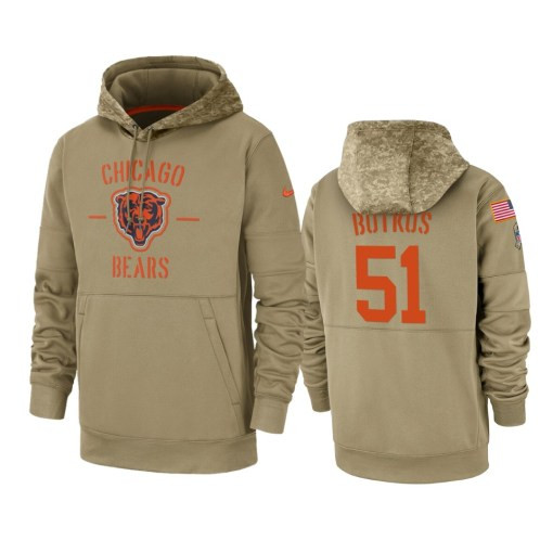 Chicago Bears Dick Butkus Tan 2019 Salute To Service Sideline Therma Pullover Hoodie