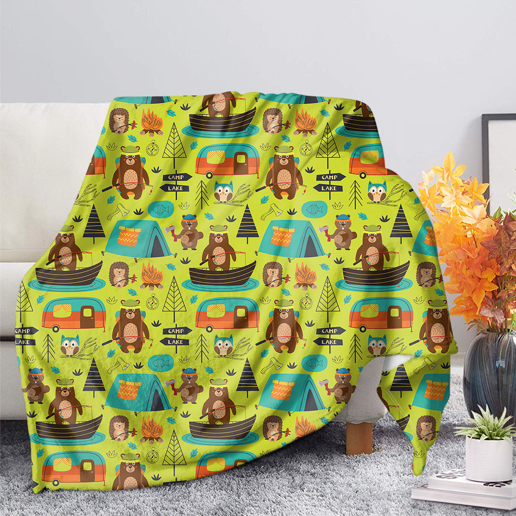 Animal Camping Pattern Print Blanket