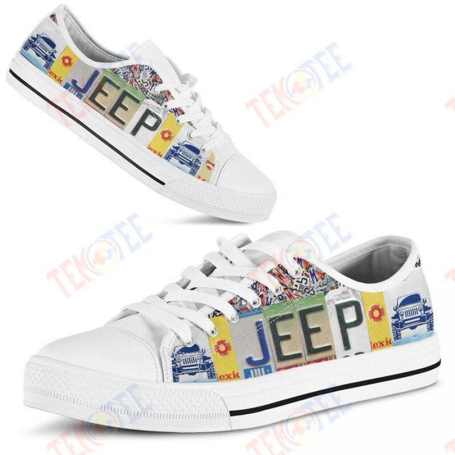 Mens Womens Jeep License Plates Low Top Shoes Custom Print Footwear Converse Sneakers TMT449