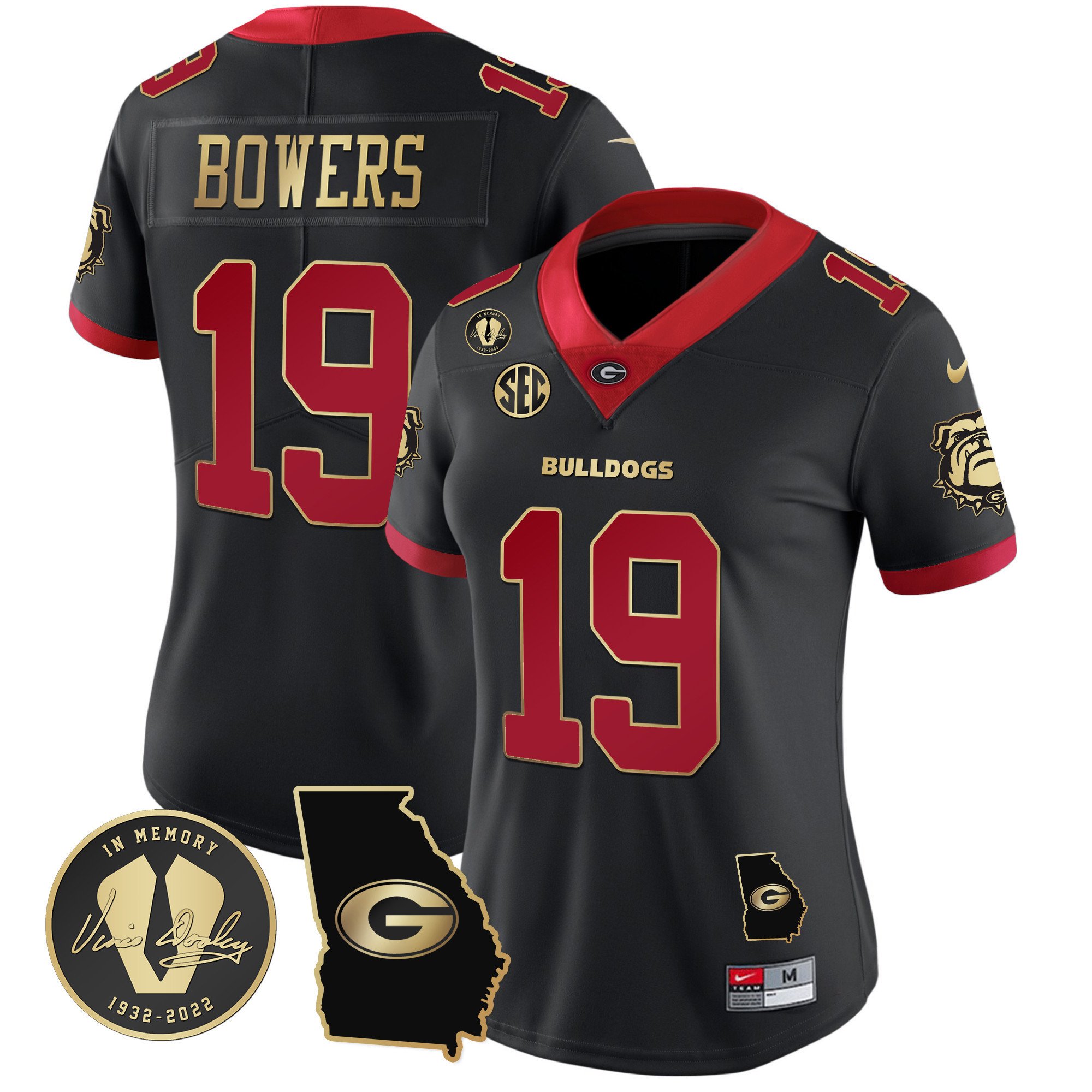 Women’S Georgia Bulldogs 2023 Vapor Jersey – Georgia Map – All Stitched