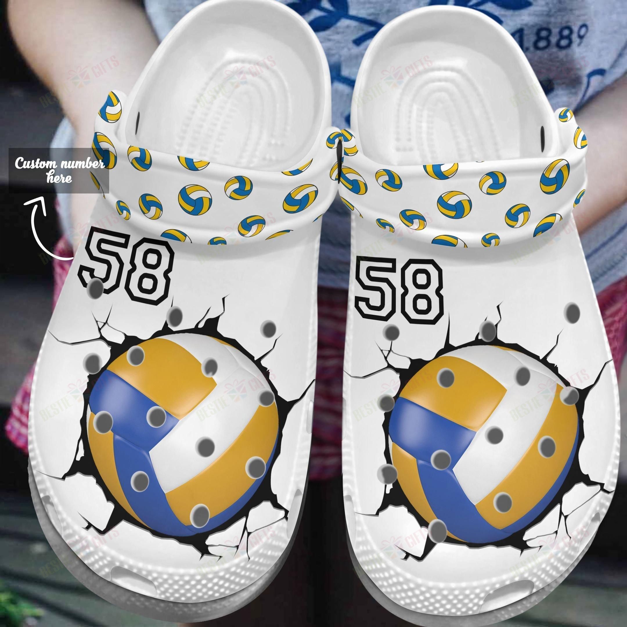 Volleyball Personalized Crocs Classic Clog Whitesole Volleyball Lover Shoes