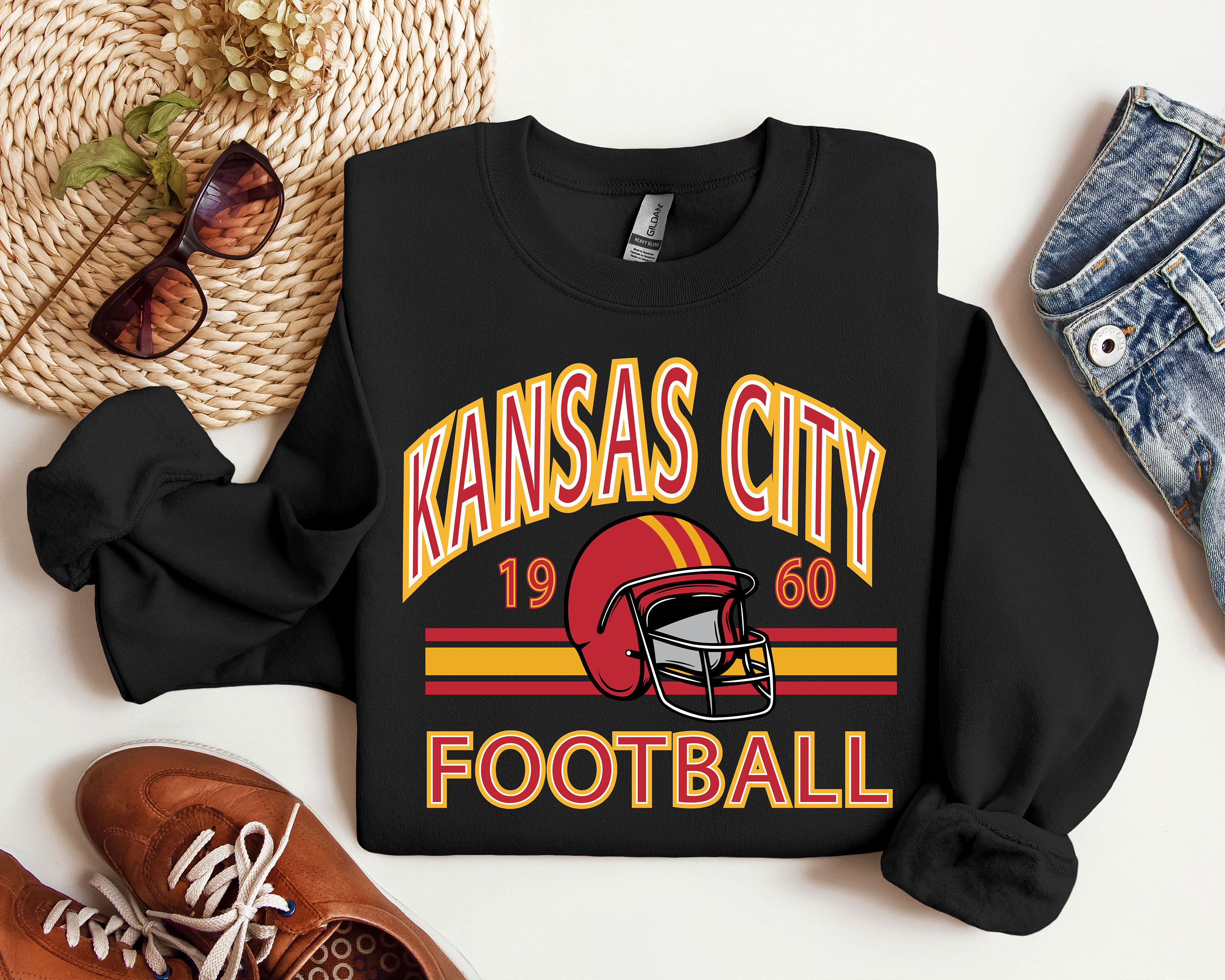 Kansas City Football Sweatshirt, Vintage Style Kansas City Football Crewneck Sweatshirt, Womens and Mens Kansas City Sweatshirt