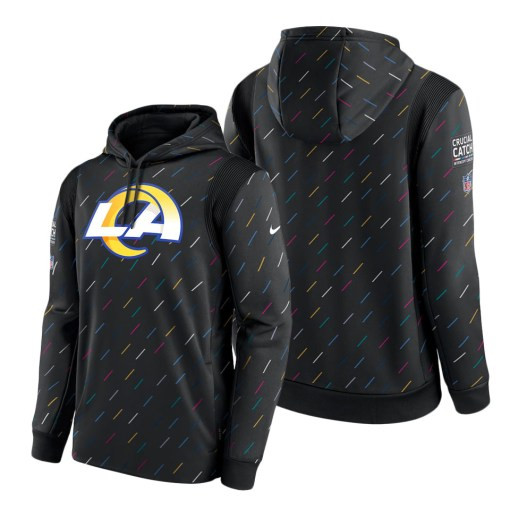 Men’S Los Angeles Rams Charcoal 2021 Crucial Catch Therma Pullover Hoodie