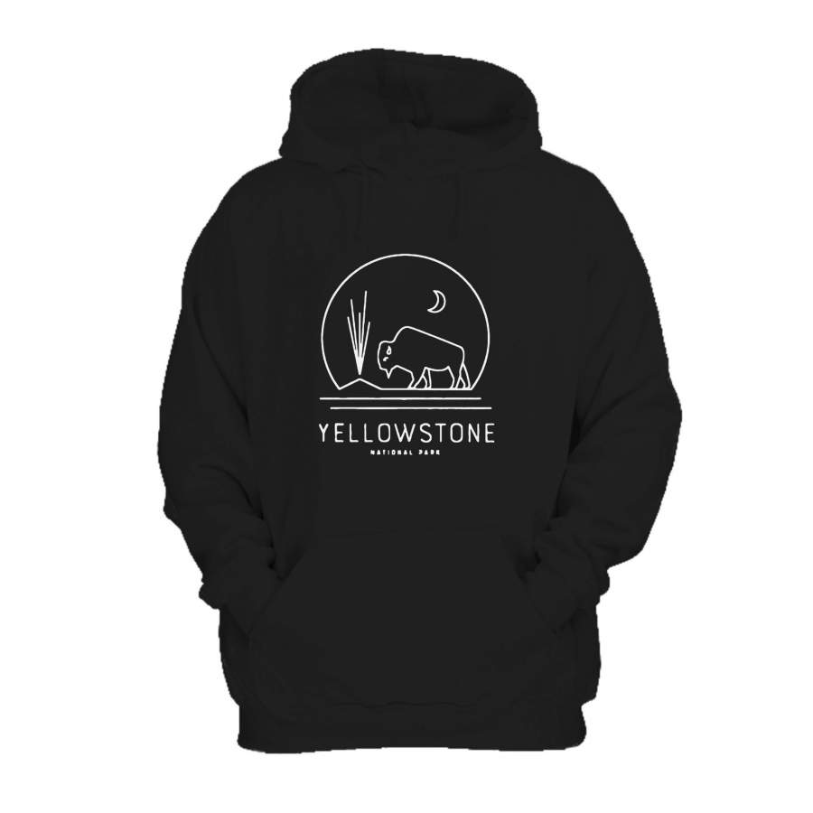 Yellowstone National Park Bison Geyser Hipster Modern Camping Hoodie