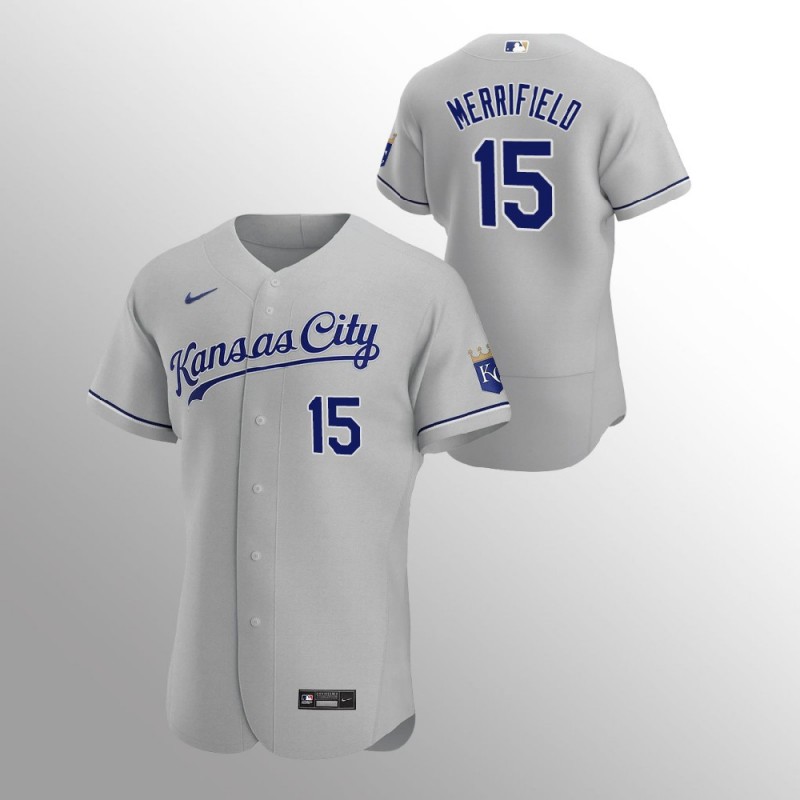 Men’S Kansas City Royals Whit Merrifield Authentic Gray 2020 Road Jersey – All Stitched, Embroidery