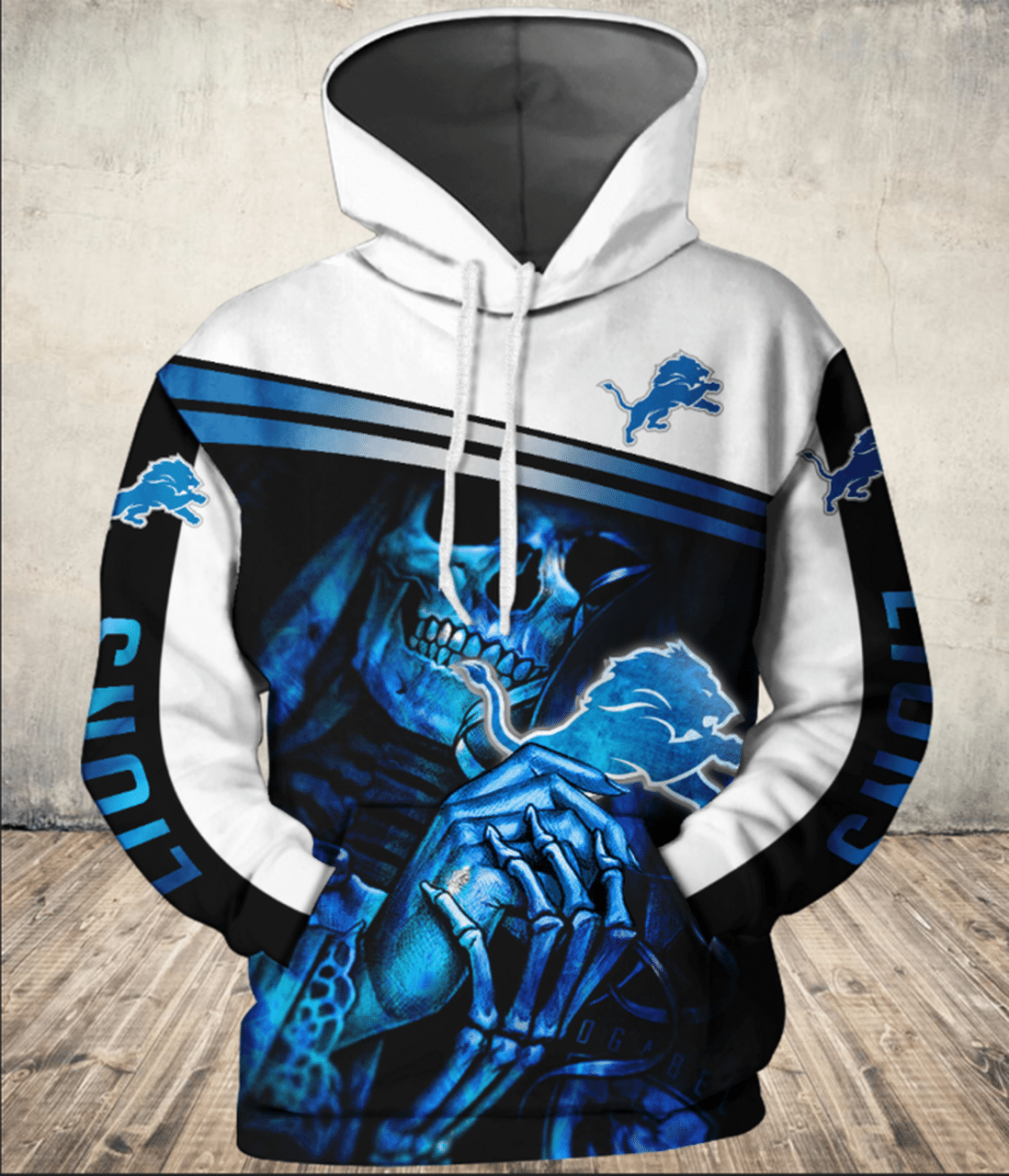 Detroit Lions Skull 14 Unisex 3D Hoodie Gift For Fans