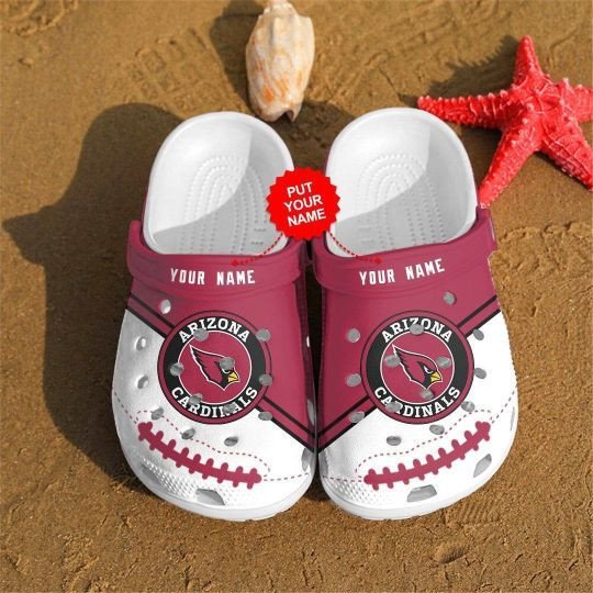 Arizona Cardinals Logo Custom Name Crocs Classic Clogs Shoes In Red White