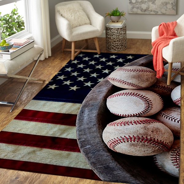 Baseball Ball on American Flag Area  &hellip;