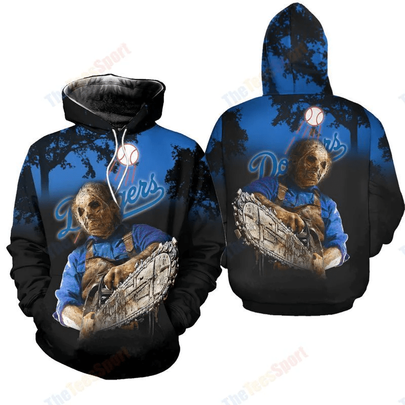 Nfl Los Angeles Rams Horror Los Angeles Dodgers All Over Print Los Angeles Dodgers 3D Hoodie With Jason Voorhees Hoodie Tnt-01070-Auh