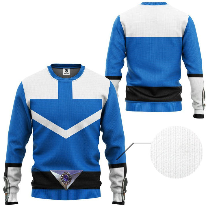 Blue Power Rangers Time Force Costume Ugly Christmas Sweater – All Over Print 3D Sweater