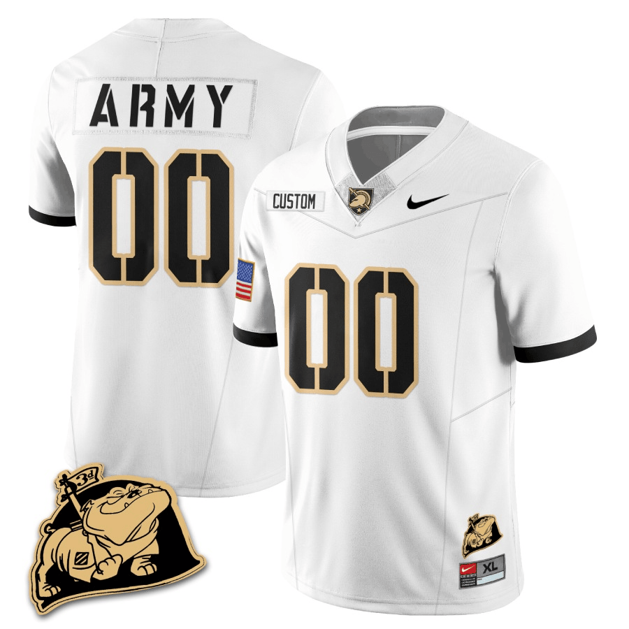 Army Black Knights Rocky The Bulldog Patch Vapor Custom Jersey – All Stitched