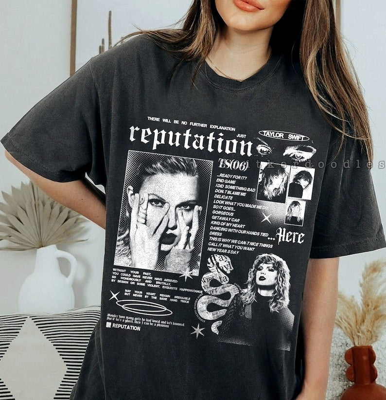 Vintage Reputation T-Shirt, Reputation Shirt, Rep Shirt, Eras Tour Gift, Reputation Track List Tshirt, Swiftie Shirt, Swifties Fan Gifts