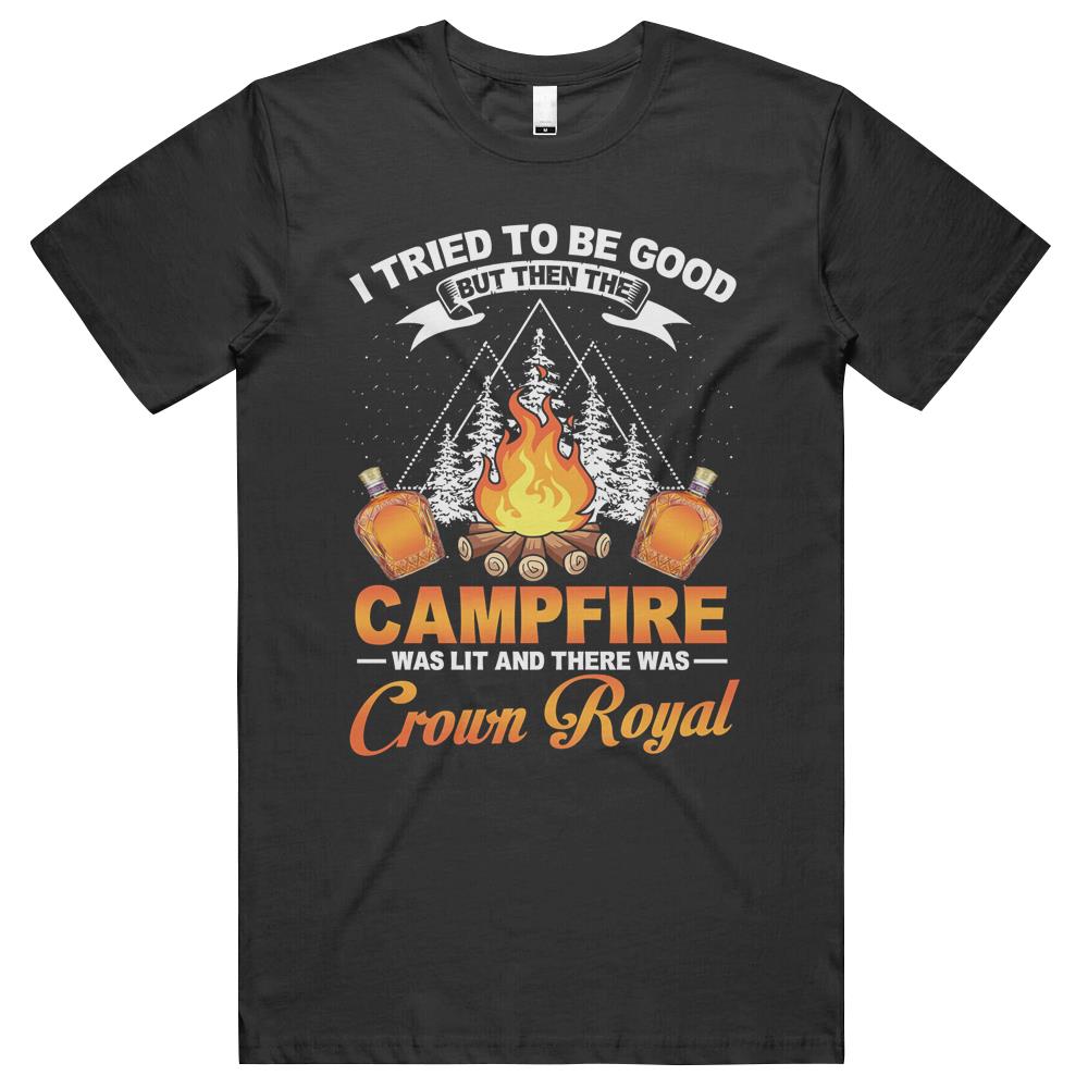 Campfire And Crown Funny Quote Whisky Camping T Shirts