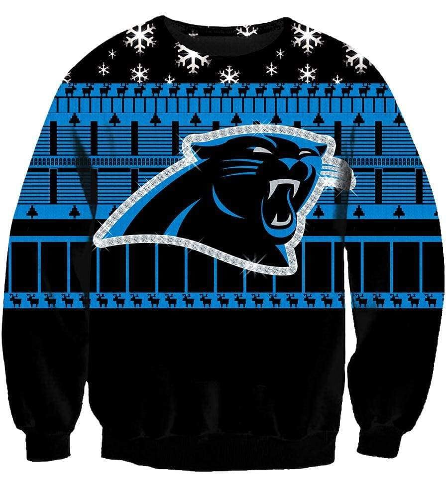 Tshirtcustom - Fleece Sweatshirt - Christmas Carolina Panthers Sweatshirt - Black Sweatshirt