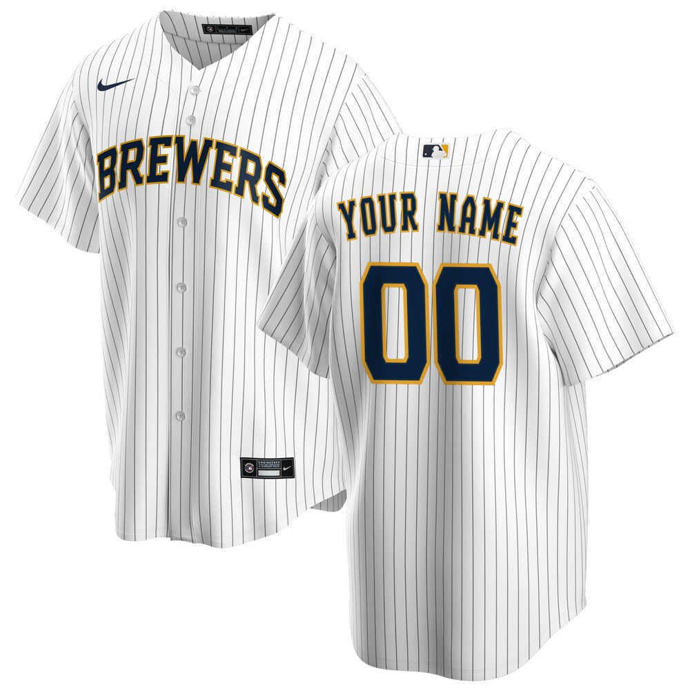 Men’S Milwaukee Brewers Nike White Alternate Replica Custom Jersey ...