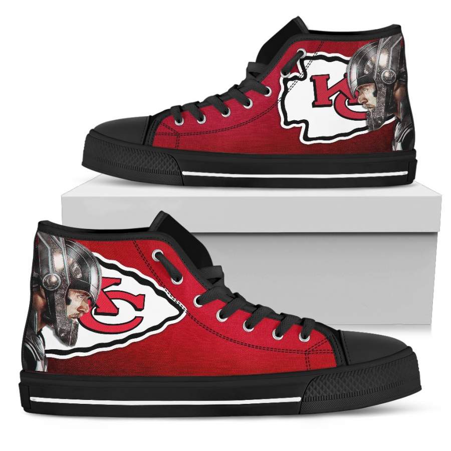 Thor Head Beside Kansas City Chiefs High Top Shoes